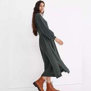 Madewell Lightspun Button-Front Midi Dress, 12, NWT, Green